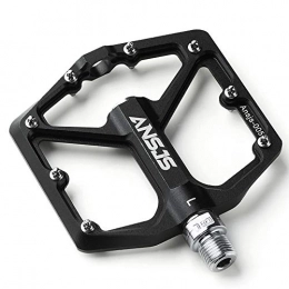 MDEAN Mountain Bike Pedal Ansjs Mountain Bike Pedals, 3 Bearings Bike Pedals Platform Bicycle Flat Pedals 9 / 16" Pedals (Black)