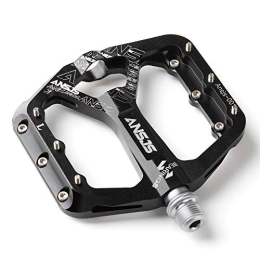 ANSJS Spares Ansjs Mountain Bike Pedals, 3 Bearings Bike Pedals Platform Bicycle Flat Pedals 9 / 16" Pedals Black MTB Pedals Metal Bike Pedals