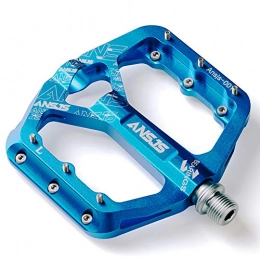 ANSJS Mountain Bike Pedal ANSJS Mountain Bike Pedals, 3 Bearings Bike Pedals Platform Bicycle Flat Pedals 9 / 16" Pedals (Blue)