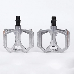 AQCRS Mountain Bike Pedal AQCRS 1 Pair Bicycle pedal Double DU bearing Aluminum alloy Ultralight Mountain Road bike Pedal Cycling (Color : M195-Silver)