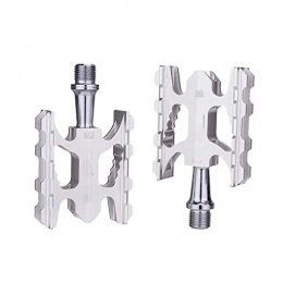 AQCRS Mountain Bike Pedal AQCRS Flat Bike Pedals Road Bicycle Pedals Aluminum Mountain Bike Pedals Wide Platform Pedals Parts (Color : Silver)