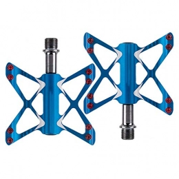 Asdflina Mountain Bike Pedal Asdflina Mountain Bike Scooter MTB Injection Magnesium Alloy Cr-Mo CNC Machining 9 / 16 Inch Threaded Spindle, 2 Super Precision Bearings Platform Bicycle Flat Alloy Pedals (Color : Blue)