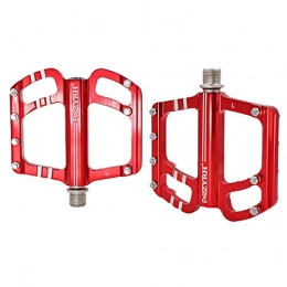 ASUD Mountain Bike Pedal ASUD Aluminium CNC Bike Platform Pedals Lightweight Road Cycling Bicycle Pedals for MTB BMX (112 * 105mm), Red