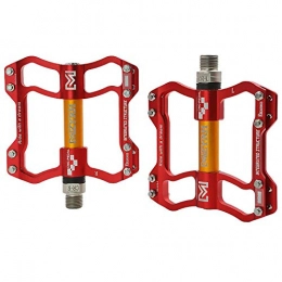 ASUD Mountain Bike Pedal ASUD Lightweight Mountain Bike Pedals Aluminum alloy Bicycle Platform Pedals for BMX MTB 9 / 16 inch (red / silver / gold / orange / black), Red