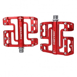 ASUD Spares ASUD Lightweight Mountain Bike Pedals MZ-K01 Aluminum alloy 9 / 16 Inch Flat Platform Non-Slip for Downhill and Dirt - Compatible with BMX, Road Bicycle and MTB, Red