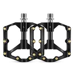 AXOINLEXER Spares AXOINLEXER Alloy Bicycle Platform Pedal 3 Sealed Bearings MTB Pedals Wide Platform Pedals for Mountain Bike, BMX, Road Bike Pedals, Black