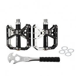 B Baosity Spares B Baosity Mountain Bike Pedals Aluminum Alloy Cycling Sealed Bearing Flat Platform Pedals with Bike Pedal Wrench, 4x Bike Stainless Flat Washer
