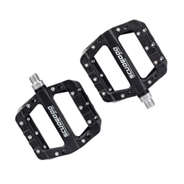 B Baosity Mountain Bike Pedals Nylon Cycling Sealed Bearing Flat Platform Pedals with Anti-Skid Pins Bicycle Repair Accessories - Black