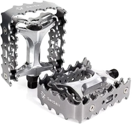 BaiHogi Mountain Bike Pedal BAIHOGI Bicycle Pedals Bike Pedals Aluminum Alloy 9 / 16" Inch Pedals for Bikes Mountain Bikes Road Bicycles Platform Pedals (Color : Silver)