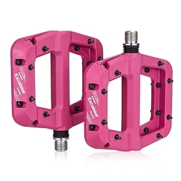 BaiHogi Spares BAIHOGI Bike Pedals Non-Slip Nylon fiber Mountain Bike Pedals Platform Bicycle Flat Pedals 9 / 16 Inch Cycling Accessories (Color : Pink)