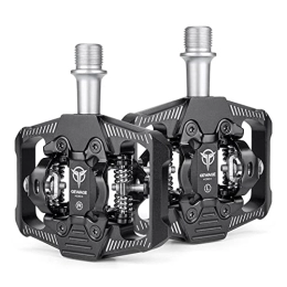 BaiHogi Mountain Bike Pedal BAIHOGI Double-sided Clip Pedals MTB Pedals Cycling Pedals with Cleats Replacement For SPD Mountain Bicycle Pedal System Bike speedplay (Color : Black)