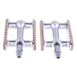 Baoblaze Spares Baoblaze Vintage Aluminium Wood Fixed Bike Pedal Bearing Flat-Platform Pedals, Suitable for Mountain Bike, Road Bike, Foldable Bicycle and so on - Silver