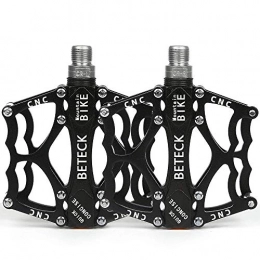 BETECK Bike MTB Pedals Mountain Bicycle Flat Pedals Antiskid Durable Aluminum CNC Sealed Ball Bearing for MTB BMX Road bicycle (Black)
