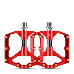 CVZN Mountain Bike Pedal Bicycle Pedal Aluminum Alloy Pedals Ultralight Carbon Fiber Tube 3 Bearings Fit For BMX Bicycle Mountain Bike Pedals Modified Parts (Color : 3 Bearing Red)