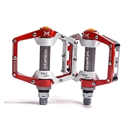 CNRTSO Mountain Bike Pedal Bicycle Pedal Anti-slip Ultralight CNC MTB Mountain Bike Platform Pedal Flat Sealed Bearing Pedals Bicycle Accessories Bike pedals (Color : Red)