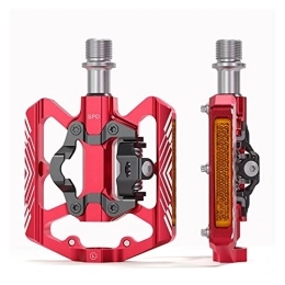 CVZN Mountain Bike Pedal Bicycle Pedal Fit For Mountain Bike Flat Pedal Self-locking Dual-use SPD Aluminum Alloy Sealed Bearing Bicycle Pedal Modified Parts (Color : Red)
