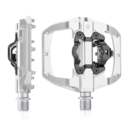JEMETA Spares Bicycle Pedal Mountain Bike Lock Pedal Turn Flat Pedal Aluminum Alloy Teaching Pedal Bearing SPD Pedal CX-159 replace (Color : Silver)