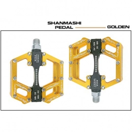 Panjianlin Mountain Bike Pedal Bicycle pedal Mountain Bike Pedals 1 Pair Aluminum Alloy Antiskid Durable Bike Pedals Surface For Road Bike 5 Colors (Color : Gold)