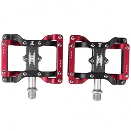 Bicycle pedal MTB Bike Platform Pedals, 9/16" Wide Plus Aluminium Alloy Flat Cycling Pedals 3 Sealed Bearing Axle for Mountain BMX Road Bikes Biking Accessories Non-Slip Durable ( Color : BLACK+RED )