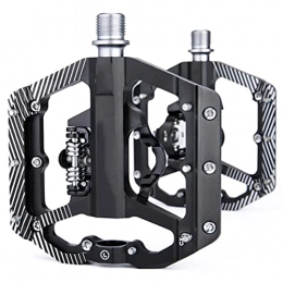 LLZH Mountain Bike Pedal Bicycle pedal, Road / MTB Bike Lock pedal, turn flat pedal aluminum alloy pedal, bearing riding equipment, Mountain Bike Pedal with Removable Anti-Skid Nails