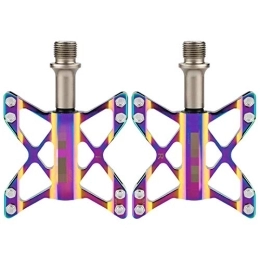 Kuingbhn Mountain Bike Pedal Bicycle Pedals 1 Pair Aluminum Alloy Bike Pedals 3 Bearing Flat Platform Colorful Non-slip Bicycle Pedal Riding Cycling Bike Parts Mountain Road Bike Hybrid Pedals