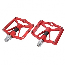 VGEBY Spares Bicycle Pedals 2pcs Mountain Bike Pedals Non‑Slip Aluminum Alloy Lightweight Bicycle Flat Pedals(red)