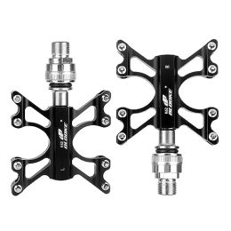 MirOdo Mountain Bike Pedal Bicycle Pedals 3 Sealed Bearings Aluminum Alloy Ultra-Light 9 / 16" Quick Release Buckle Pedals For Folding Bicycle Mountain Bike Road Bikes With Installation Tool (Color : Black)