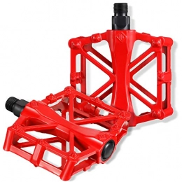 Hotop Mountain Bike Pedal Bicycle Pedals Aluminum Alloy Bike Pedals Non-Slip Bicycle Platform Pedals Mountain Road Bike Bicycling Pedals with 16 Anti-skid Pins 9 / 16 Inch Boron Steel Spindle for BMX / MTB (Red)