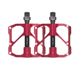 Lidada Mountain Bike Pedal Bicycle Pedals Aluminum Alloy Pedals Universal Bicycle 3 Bearings Ultra Sealed Bearings Platform for 9 / 16" MTB BMX Road Mountain Bike Cycle (1 Pair), Red, MountainRoad