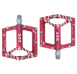 BIKERISK Spares Bicycle Pedals Aluminum Antiskid Durable Mountain Bike Pedals with Axis Diameter 9 / 16 Inch for Mountain Road Bike, Red