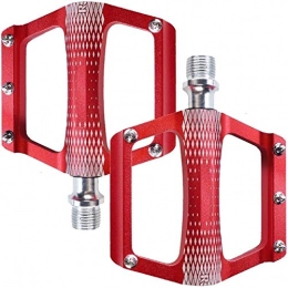 BJYX Mountain Bike Pedal Bicycle Pedals Lightweight Sealed Bearing Flat Pedals Alloy Cycling Pedals With Anti-Slip Pins For BMX Mountain Bike (Color : Red)