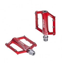 SUFUL Spares Bicycle Pedals, Mountain Bike Aluminum Alloy Non-slip Pedals, Satin Steel Spindle and Sealed DU Bearing, Suitable for BMX MTB and Other Bikes (Red)