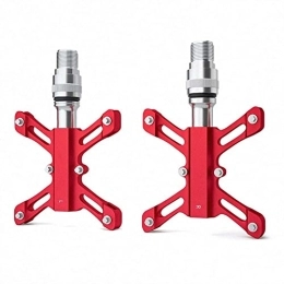 NAMEXA Spares Bicycle Pedals, Mountain Bike Pedal, Mountain Bike Pedals Quick Release MTB Pedals Bicycle Flat Pedals Aluminum Sealed Bearing Lightweight Platform Pedal 9 / 16 (Color : Red)