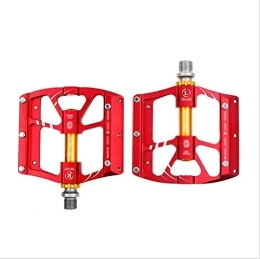JBHURF Spares Bicycle pedals, mountain bike pedals, 4.6 mountain bikes, 3 bearing pedals, bicycle pedals, wide and comfortable axis, flat aluminum alloy platform, sealed DU bearing axle, 9 / 16 inch ( Color : Red )