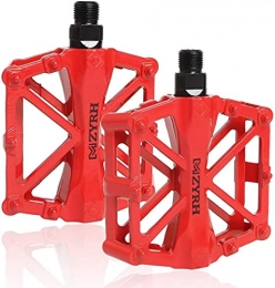 NXMAS Spares Bicycle pedals Mountain bike pedals Road bike pedals Metal pedals Pedals with aluminum alloy platform Non-slip trekking pedals with 9 / 16 Po axis diameter-Red