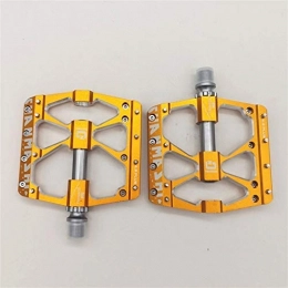 Donglinshangcheng Spares Bicycle pedals, mountain bike pedals Ultralight DH MTB BMX 3 Bearing Platform Bicycle Pedal Aluminium Alloy Road Bike Pedals Suitable for general mountain bikes, road bikes, c ( Color : Gold )