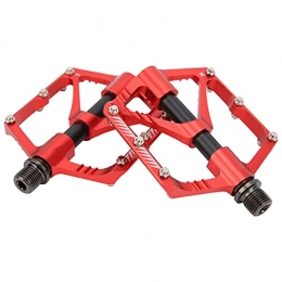 Annjom Spares Bike 3 Bearing Pedal, Portable Mountain Bike Bearing Pedal 6 Anti Slip Cleats CNC Machining Easy To Install for Recreational Vehicle(red)