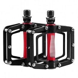 BUYD Spares Bike Bicycle Pedals Cycling Bicycle Pedal Professional MTB Road Bike Aluminum Alloy Bicycle Flat Platform Sealed Bearing Riding Pedals Parts Aluminum Alloy (Color : Black Red)