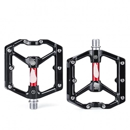 BUYD Mountain Bike Pedal Bike Bicycle Pedals Flat Platform Bicycle Pedals Aluminum Pedal for MTB Mountain Urban BMX Hybrid Bikes Parts Sealed Bearing All-round Bike Pedals Aluminum Alloy (Color : Black red)
