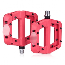 BUYD Spares Bike Bicycle Pedals MTB Bike Pedals Non-Slip Mountain Bike Pedals Platform Nylon Fiber Bicycle Flat Pedals 9 / 16 Inch Bicycle Accessories Aluminum Alloy (Color : Red)