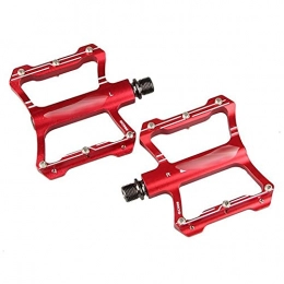 BUYD Spares Bike Bicycle Pedals Ultralight Aluminum Alloy Bicycle Pedals CNC Sealed Bearing Flat Platform Antiskid Cycling Pedal MTB Riding Bike Part 2pcs Aluminum Alloy (Color : Red)