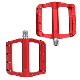 Alomejor Spares Bike Pedal Aluminum Alloy Bicycle Pedal Non‑Slip Mountain Bike Pedals with Cleats Lightweight Flat Bicycle Pedal Sets (red)