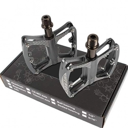 Aaren Spares Bike Pedal Peiling Bearing Road Mountain Bike Pedal Cnc Lightweight Aluminum Alloy Pedal Easy Installation (Color : Grey)
