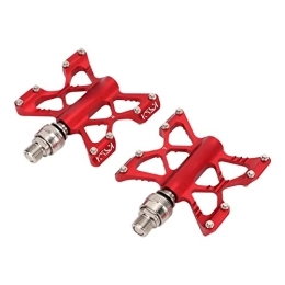 Aeun Spares Bike Pedal, Wear Resistant Bike Bearing Pedals CNC Cutting Anodized Flat Edge for Mountain Bikes for Road Bikes (red (boxed))