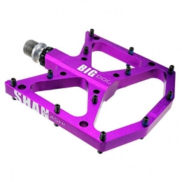 BEP Spares Bike Pedals, 14 MM Axle Core Aluminum Alloy 3 Peilin Bearing Wide Pedal with Non Slip Nail for Mountain Road Trekking Bike, Purple