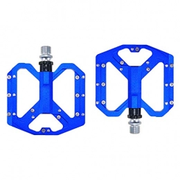 BEP Spares Bike Pedals, 14MM Shaft Core Aluminum Alloy Non Slip Bearing Wide Pedal CNC Process for Mountain Road Trekking Bike, Blue