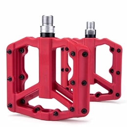 Generic Mountain Bike Pedal Bike Pedals, 3 Sealed Bearings Mountain Bike Pedals, Super Anti-skid Surface Screw Thread, Spindle Road Bike Pedals Hollow design for lightweight riding, bright red