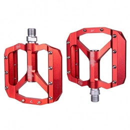 AILOVA Mountain Bike Pedal Bike Pedals, Aluminum Alloy Bearing Comfortable Wide Palin Pedals for Outdoor Mountain Cycling (Red)