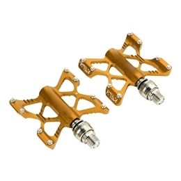 Alomejor Spares Bike Pedals, Aluminum Alloy Bicycle Quick Release Pedals for Cycling Mountain Bike Road Bike Folding Bike(Gold (boxed))