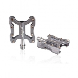8haowenju Mountain Bike Pedal Bike Pedals - Aluminum CNC Bearing Mountain Bike Pedals - Road Bike Pedals with 8 Anti-skid Pins - Lightweight Bicycle Platform Pedals - Universal 9 / 16" Pedals for BMX / MTB Bike ( Color : Gray )